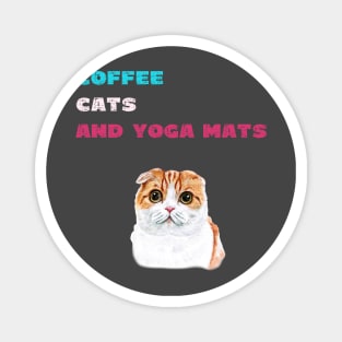 Coffee cats and yoga mats funny yoga and cat drawing Magnet